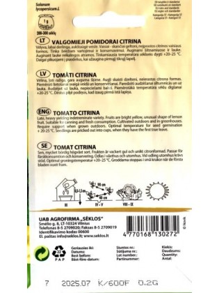 Pomidor zwyczajny 'Citrina' 0,2 g