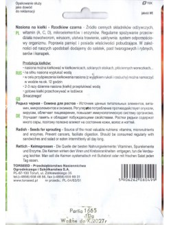 Rzodkiew czarna 10 g, nasiona na kiełki