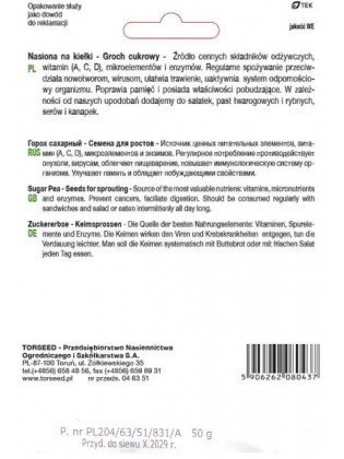 Groch cukrowy 50 g, nasiona na kiełki