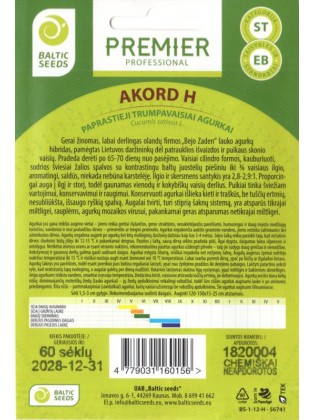 Ogórek 'Akord' H, 60 nasion